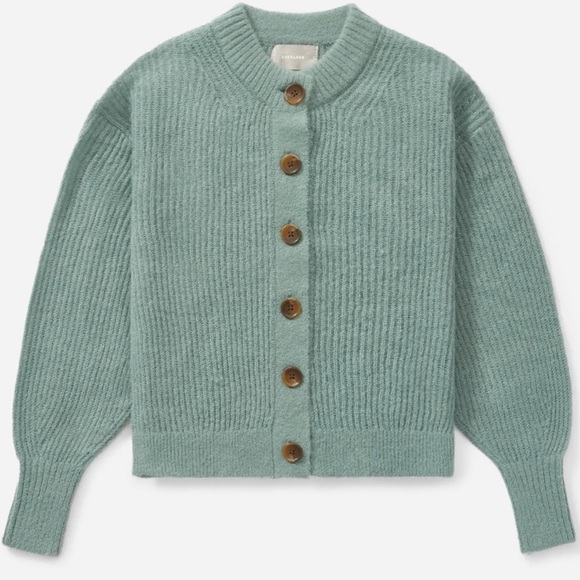 Everlane Sweaters - Everlane The Cropped Alpaca Cardigan Size Large Women’s Sweater Green Wool